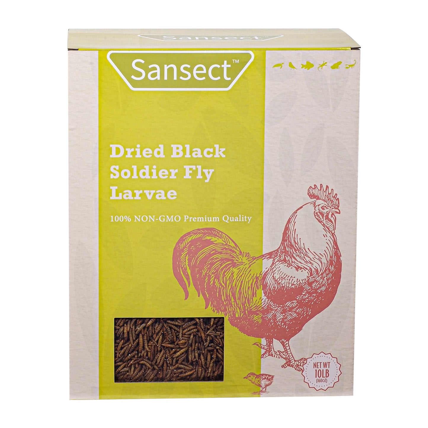 Sansect 10LB High Calcium Dried Black Soldier Fly Larvae for Chickens, Birds, Reptiles